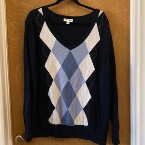Blue Argyle pattern sweater, St. John's Bay
